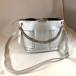 Steve Madden Raya Chain Bucket Bag Silver Metallic
